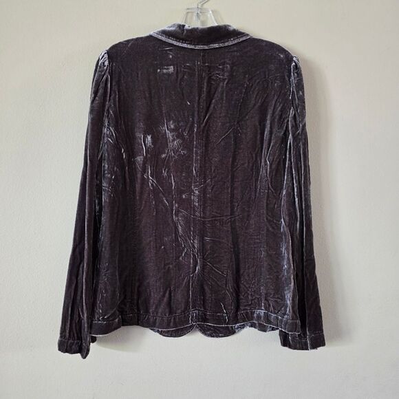J. Jill Women's Velvet Blazer Size Medium Brown Silk Blend Whimsigoth Preppy - Picture 8 of 11